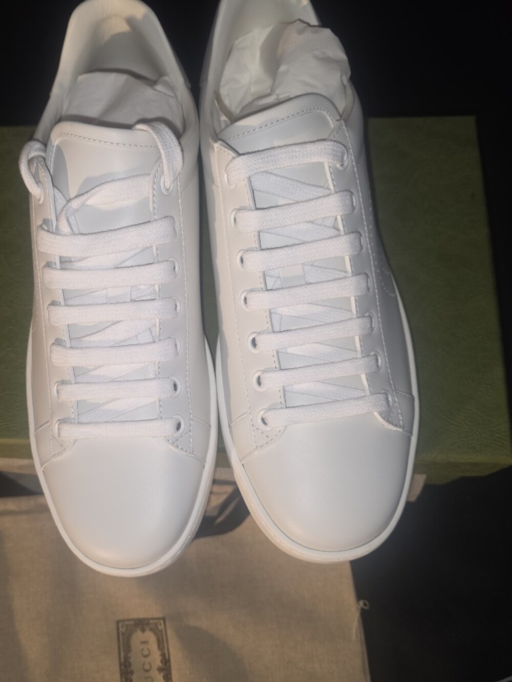 Authentic Gucci Ace Interlocking G White Low Sneaker / Women Size 38 1/2